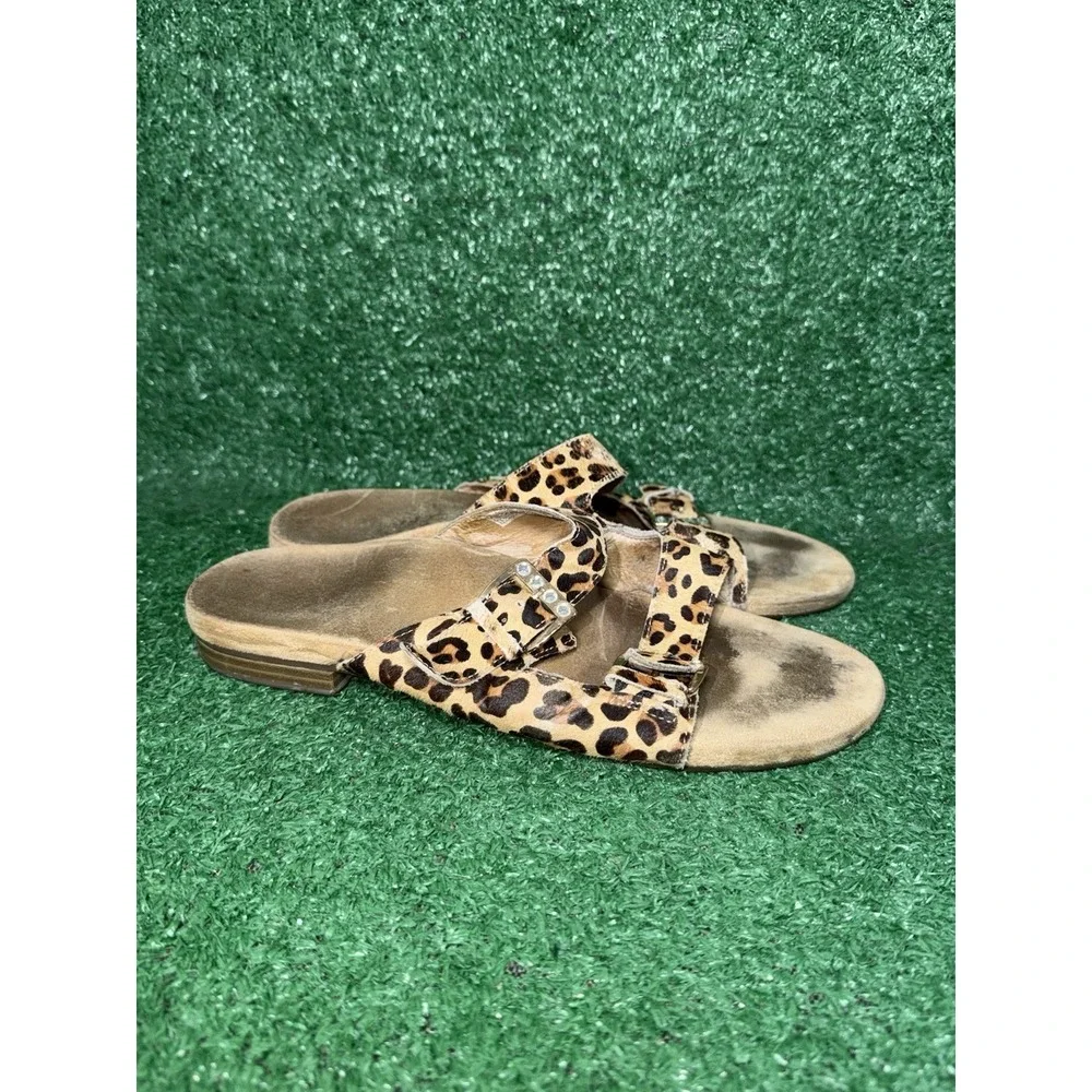 Vionic Sandals Womens Size 9.5 Leopard Print Slides Flip Flops Beach Orthopedic‎